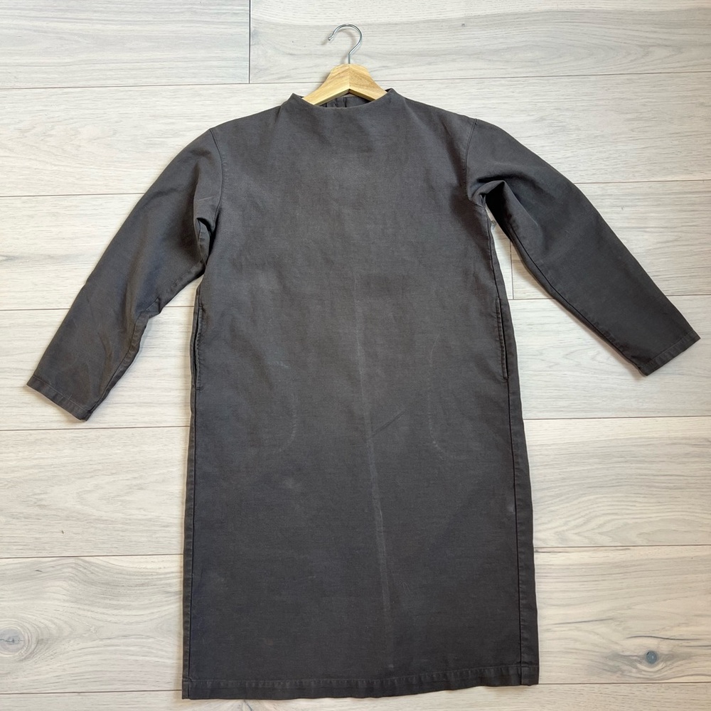 [Muji] 3/4 sleeve grey short dress